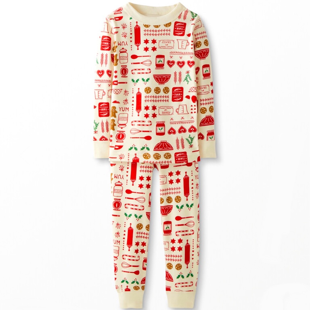 Hanna Andersson New NWT 130 8 Organic Long John Pajama Baking Cooking Christmas